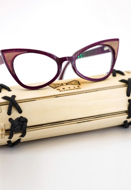 Purple Wooden Glasses, Prescription Glasses, Wood Eyewear, Reading Glasses, Eyeglasses Frame, Cat Eye Glasses