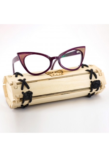 Purple Wooden Glasses, Prescription Glasses, Wood Eyewear, Reading Glasses, Eyeglasses Frame, Cat Eye Glasses